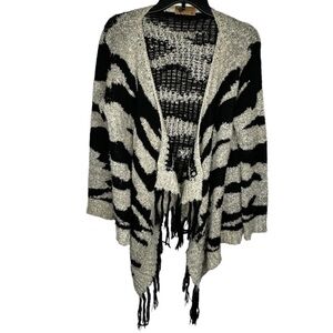 Katsumi Acrylic‎ Animal Print Cardigan Sweater with Fringe